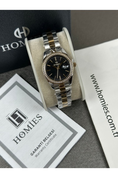 Homies ساعة يد نسائية بسوار أويستر وعلبة حجرية ضمان لمدة عامين ضد الماء