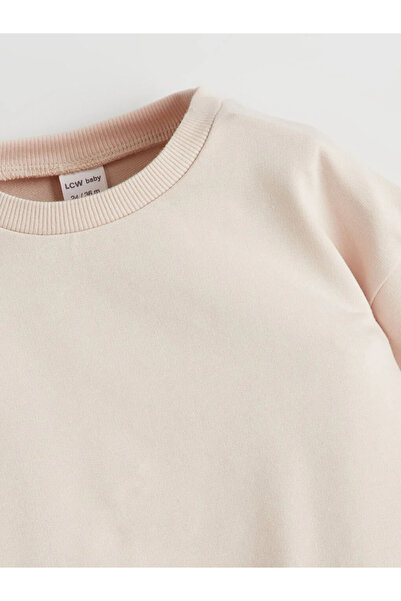 LC Waikiki Lcw Baby Beige Crew Neck Baby Girl Sweatshirt and Pants Set of 2