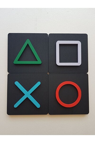 Uyarstrafor 4 Parça Playstation Oyun Temalı Duvar Süsü Duvar Tabloları 100x25cm