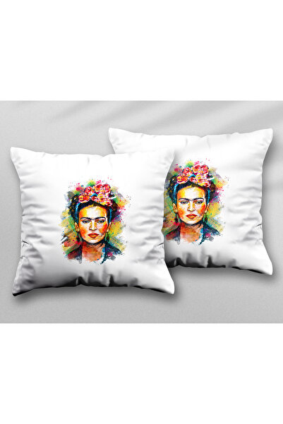 ART HEDİYE F Rida K Ahlo Portrait Two Pcs Two Side Printed Washable Pillow Th...