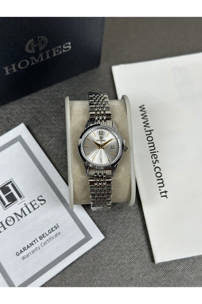 Homies ساعة يد نسائية لون فضي كامل موديل كلاسيك أنيق ضمان سنتين ضد الماء