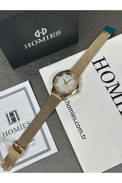 Homies FULL GOLD HASIR KORDON KESME CAM KADIN KOL SAATİ 2 YIL GARANTİLİ SU GE...