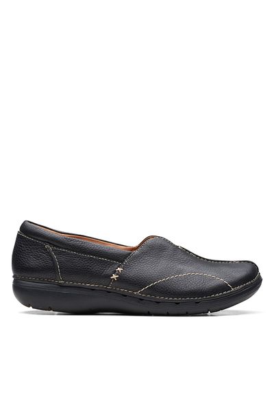 CLARKS Un Loop Stride Black Leather CASUAL WOMEN SHOES