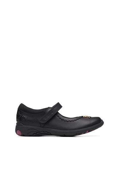 CLARKS Relda Sea K. Black Leather SHOES TEEN GIRLS