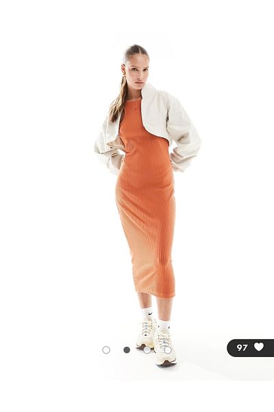Nike Sportswear Women's Chill Knit Midi Dress Orange Women's Dress
