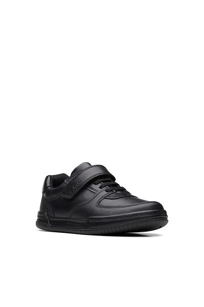 CLARKS Fawn Lay K Black Leather SHOES JUNIOR BOYS