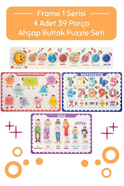 Hopiers Montessori Frame 1 Bultak Ahşap Puzzle Seti / Eğitici ve Zeka Gelişti...