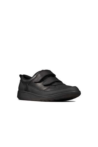 CLARKS Scape Flare Y Black Leather SHOES TEEN BOYS