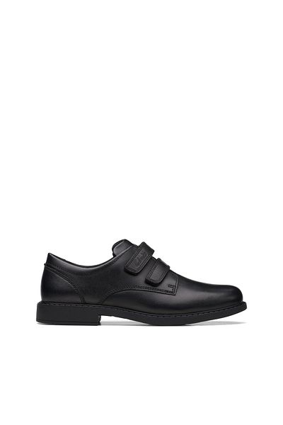 CLARKS Scala Pace O Black Leather SHOES JUNIOR BOYS