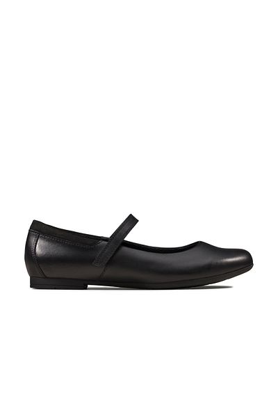 CLARKS Scala Dawn Y Black Leather SHOES TEEN GIRLS