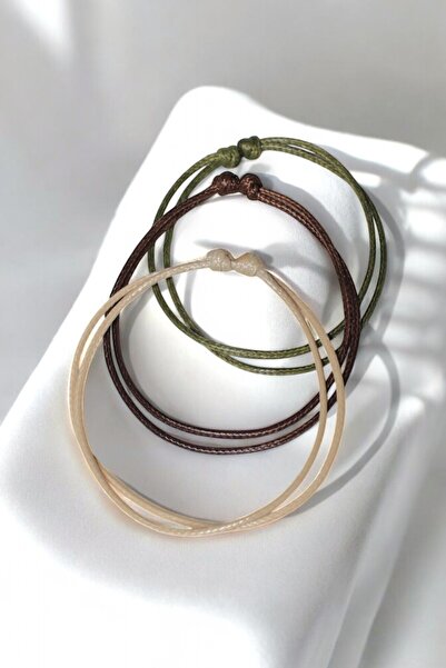 LA TINY AKSESUAR Erkek 3'lü Ayarlanabilir Deri Bileklik, Suni Deri Ip Bileklik