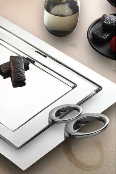 ÖzSa Home Tiamo Souvenir 2-Piece Catering Presenter Tea and Coffee Tray 18/10 Stainless Steel