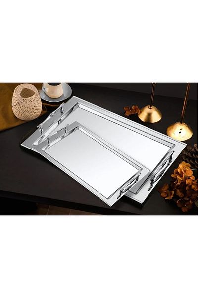ÖzSa Home Tiamo Shereen 2-Piece Catering Tea and Coffee Tray 18/10 Stainless Steel