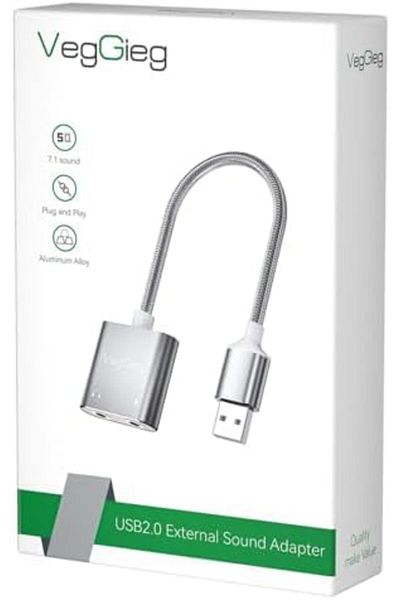 STOREMAX Ysstorex USB Sound Card with 3.5mm Headphone and Microphone Input Gray Starcolxlection 655141