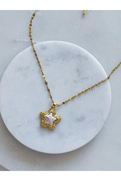 CHARMLUCKY ÇELİK SEDEFLİ YILDIZ KOLYE