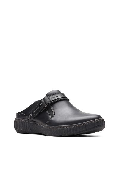 CLARKS حذاء نسائي كاجوال من الجلد الأسود من كارولين ماي