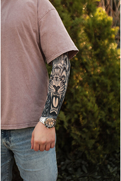 SWANKYSOCKS Giyilebilir Kaplanlı Kol Dövmesi 3D Baskılı Tattoo