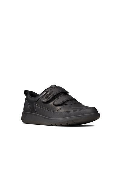 CLARKS Scape Flare K Black Leather SHOES JUNIOR BOYS