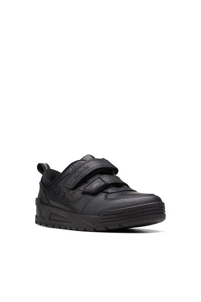 CLARKS PalmerSteggy K Black Leather SHOES JUNIOR BOYS