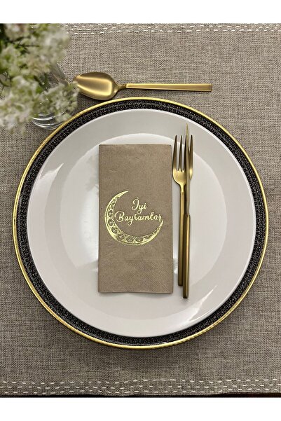 kidspartim منديل عيد ميلاد سعيد بنمط قمر كرافت ذهبي مذهب 16 قطعة