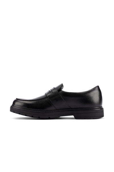 CLARKS Loxham Craft Y Black Leather SHOES TEEN BOYS