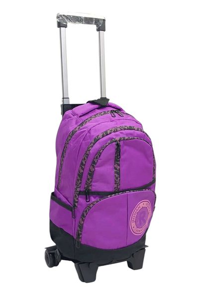 ROWAN ÇANTA Rowan Wheeled 2-Stage Portable Drucker Purple Fabric School Backpack with Laptop Compartment