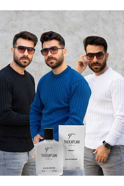 Gameyal Unisex Πλεκτό πουλόβερ 3 τεμαχίων με λαιμόκοψη με δώρο αρώματος
