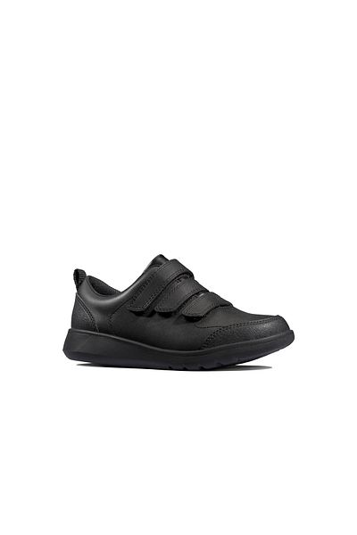 CLARKS Scape Sky K Black Leather SHOES JUNIOR BOYS