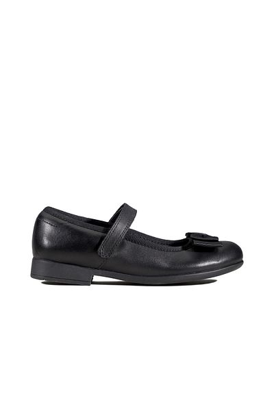 CLARKS Scala Tap K Black Leather SHOES JUNIOR GIRLS
