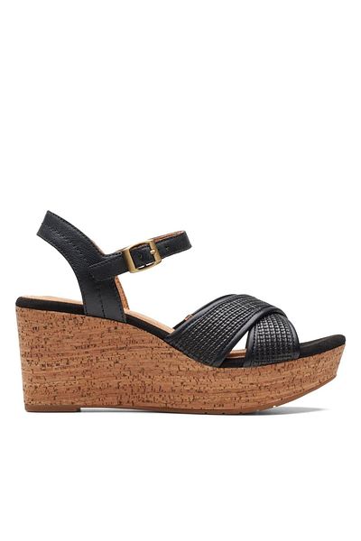 CLARKS Elleri Plum Black Leather CASUAL WOMEN SANDALS