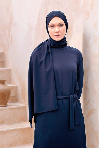 Marina Practical Dark Blue Parachute Shawl - Bone B2404