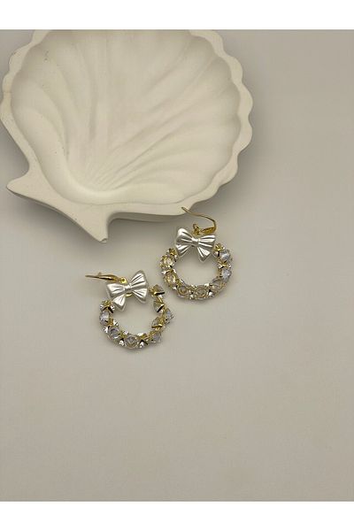 ilvesa shop Vip Zircon Cubic Zirconia Bow Hoop Earrings