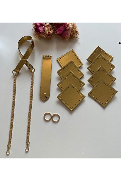 zg hobi aksesuar مجموعة حقائب محبوكة من الجلد اللامع - تفاصيل باللون الذهبي