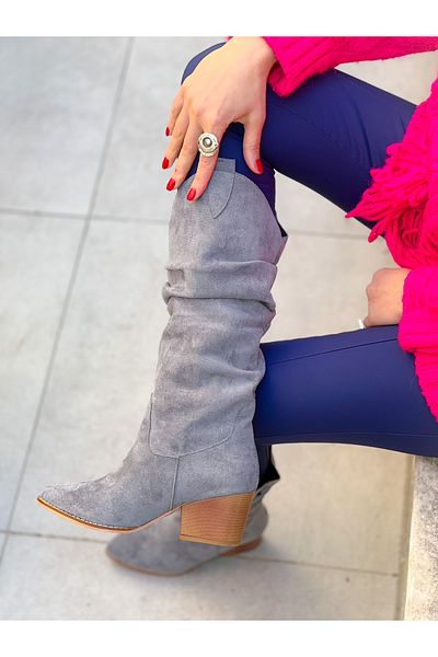 irmona Terry Grey Cowhide Suede Bellows Μπότες Dallas