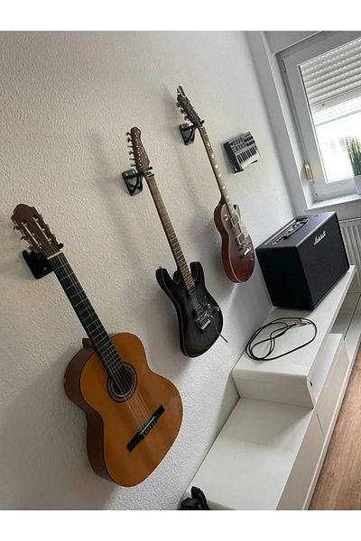 Rapithwin Black-White Guitar Holder & Wall Mount - Bolt Included