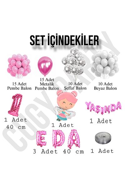 CUGY Magic Fairy Girl Themed Pink Age Written Birthday Party Set