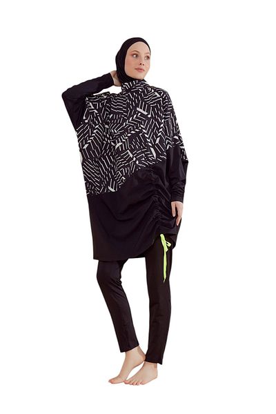 Marina Full Covered Parachute Black Hijab Swimsuit - M2327