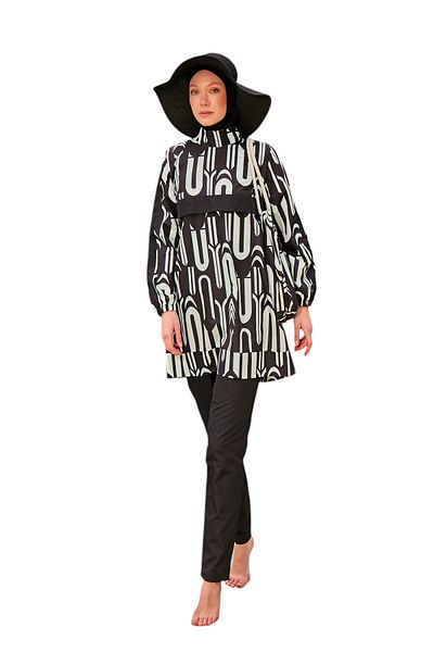 Riva Mera R2412 Model Patterned Full Covered Hijab Swimsuit