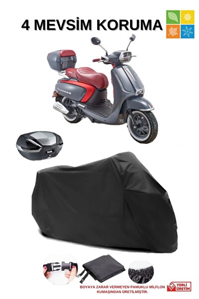 AutoEN ARORA MOJİTO 125 ARKA ÇANTA UYUMLU SU GEÇİRMEZ SİYAH MOTOSİKLET ÖRTÜSÜ