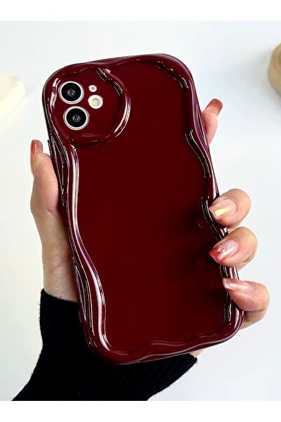 Go Aksesuar Iphone 11 Uyumlu Darbe Önleyici DALGALI BORDO ANTİŞOK Silikon Kılıf