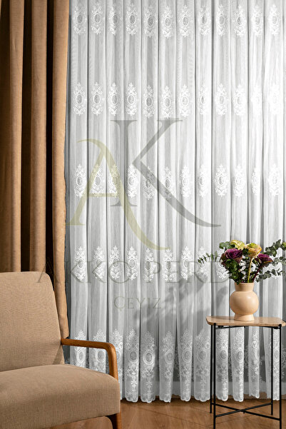 Karesi CESAR SIK PİLELİ 1X3 ETEK DANTELLİ TÜL PERDE