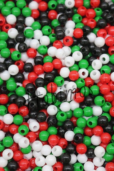Hobimos 1000 Pieces 6mm Palestine Flag Themed Round Plastic Beads - Jewelry Making Beads
