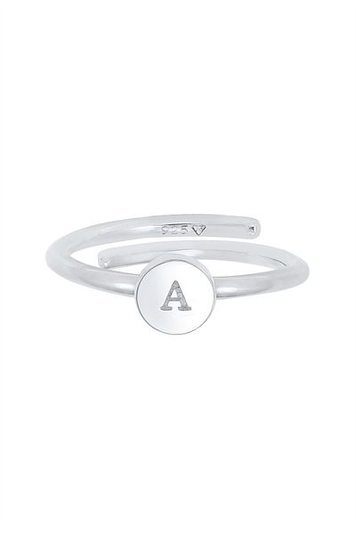 ELLI Prsten Women Letter A Basic Minimal Nastavitelný V 925 Sterling Silver