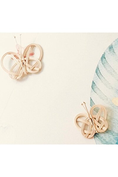 afralya home Rattan 2'li Duvar Dekoru Doğal El Yapımı Kelebek Duvar Dekoru