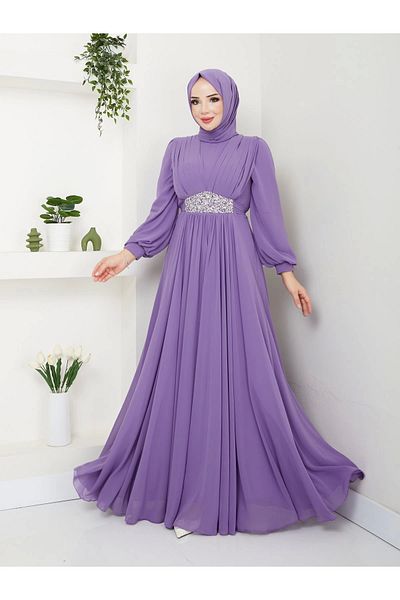 SERRA MODA Tesetture Pleated Evening Dress and Shals Set