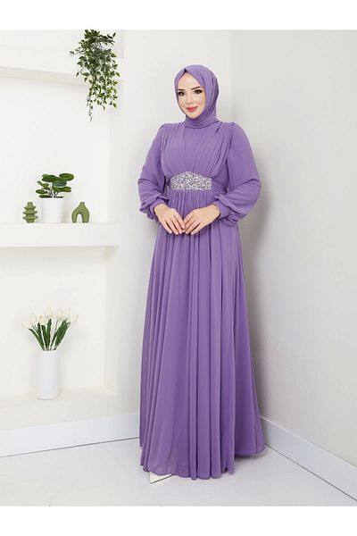 SERRA MODA Tesetture Pleated Evening Dress and Shals Set