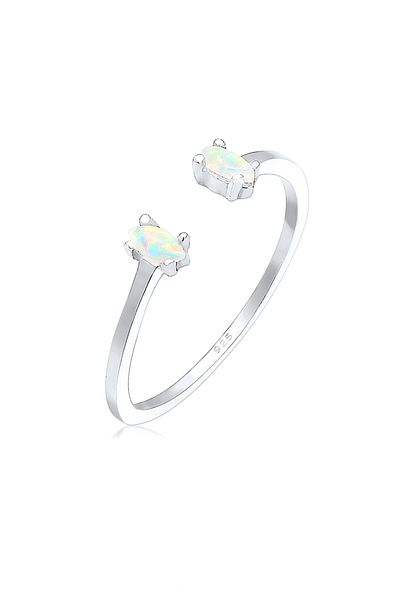 ELLI Inel ajustabil Oval Geo Opal Argint 925 placat cu aur