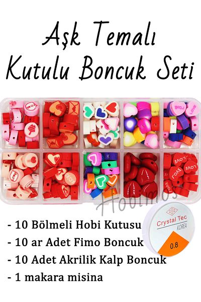 Hobimos Love Themed 10 Compartment Fish Tape Beads Set -13