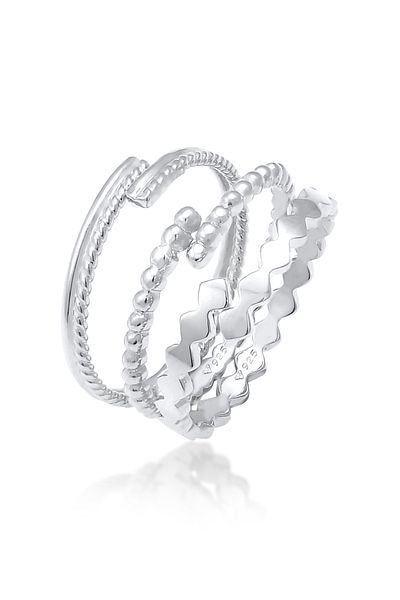 ELLI Stohovací sada dámských prstenů Open Geo Minimal Nastavitelná v 925 Sterling Silver