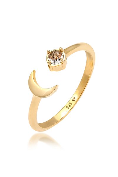 ELLI Ring Woman Moon With Tourmaline Quartz Stone Spiritual Astro In 925 Sterling Silver
